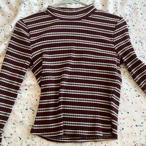 Cute full sleeve dark red and olive green stripped